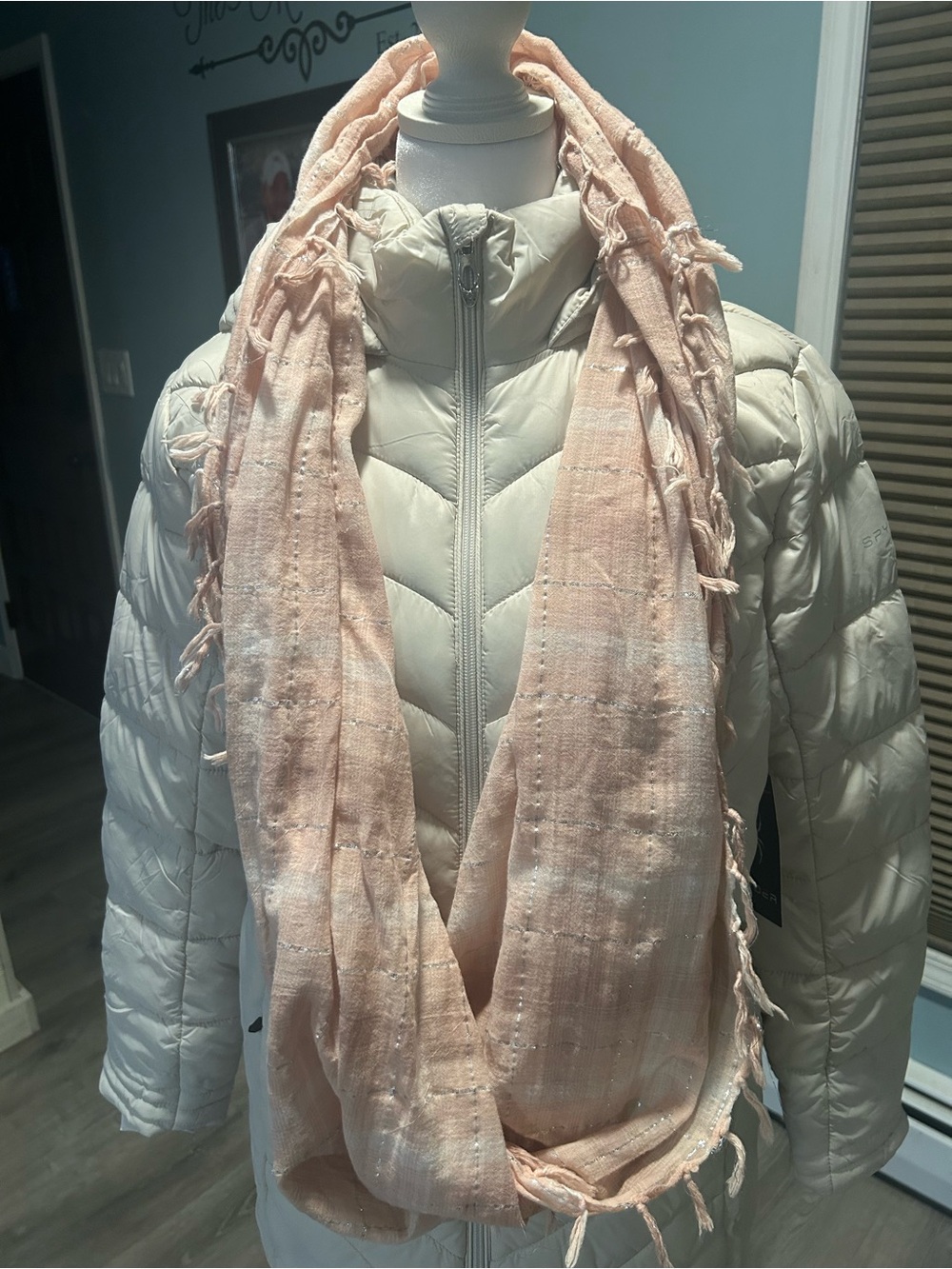 American Eagle Outfitters Pale Pink Fringe Scarf